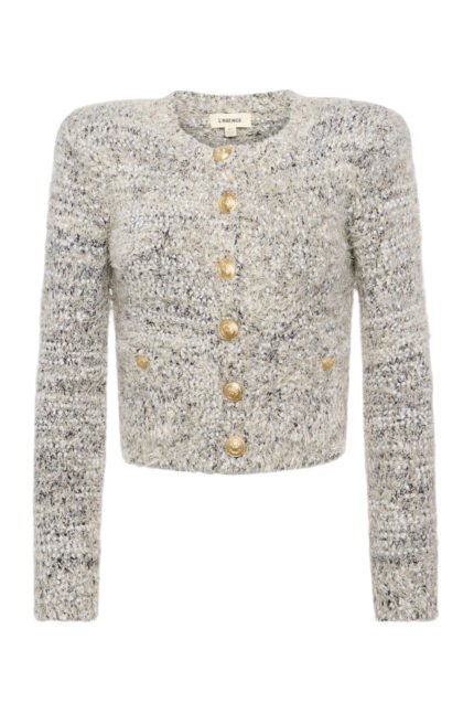 Una Knit Cardigan - Black/Ivory/Gold Multi